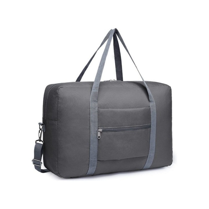 Geanta de voiaj pliabila din nylon, capacitate mare, culoare inchisa, cu curea de umar