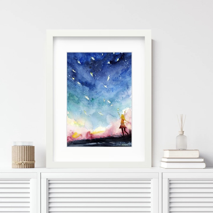 Картина GODESIGN Момиче с мечти - 40 x 30 см, Модерна абстрактна картина