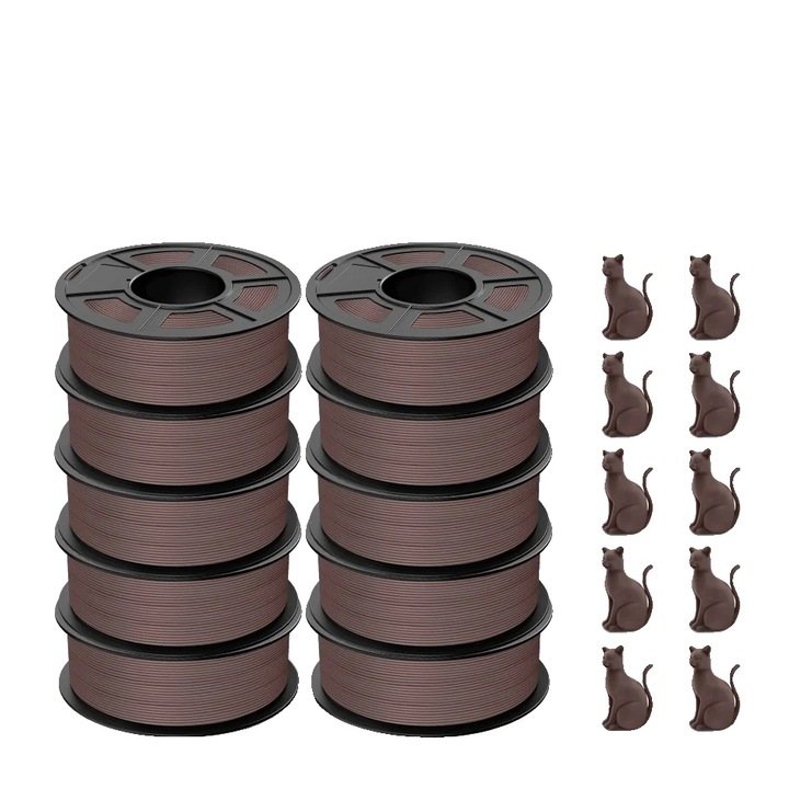 Filament 3D, HSPLAYG Chocolate, 1.75mm, 10 tekercses készlet, matt felület, nagy ütésállóság