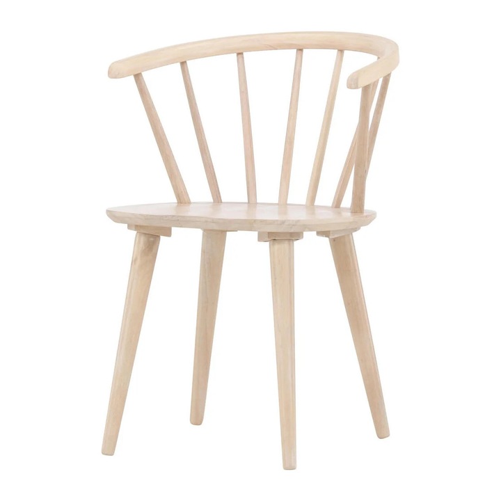 Étkezőszék, Furnlux, Bobby, világos krém, tömör fa, 55x53x76 cm