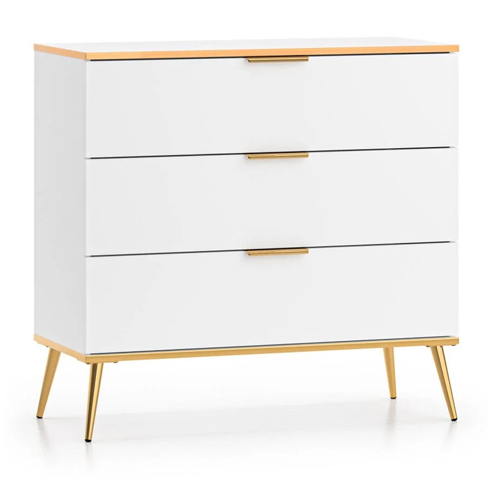 Comoda cu sertare, Furnlux, Viterbo, alb, lemn prelucrat, 92x88x40 cm