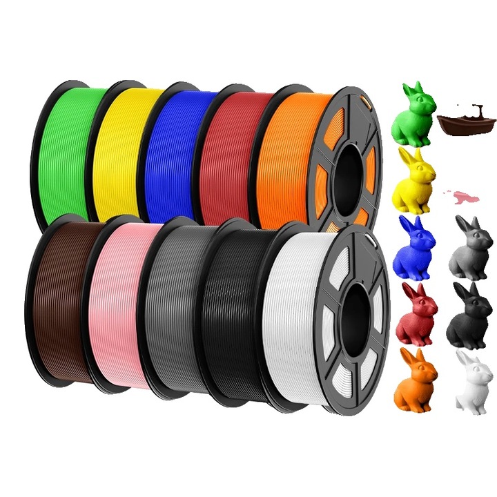 Filament 3D, PETG, 1.75mm, 10MIX02, többszínű, 10m