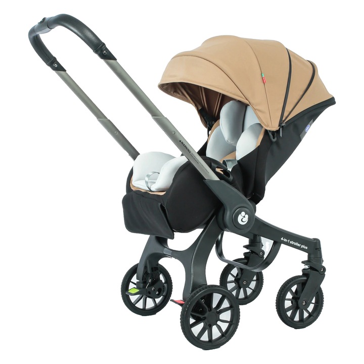 Carucior pentru bebelusi, design versatil, culoare caisa, capacitate 20kg, pliabil