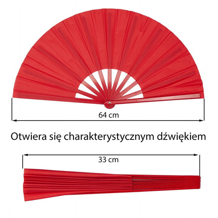 Ръчен ветрило червено, MIVELIS, 33x64 см, стабилно, за спортни танци