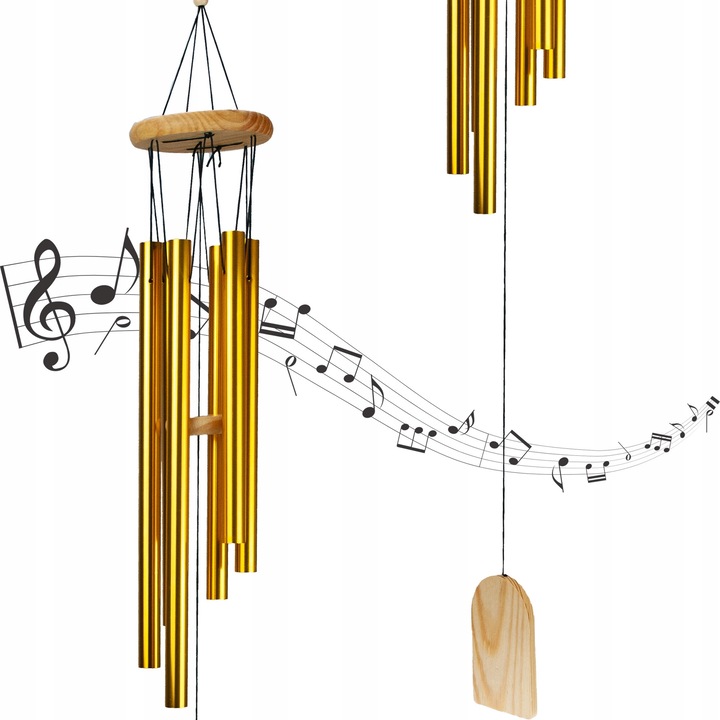 Clopotei de vant 85 cm, clopotei metalici, 6 tuburi pentru exterior