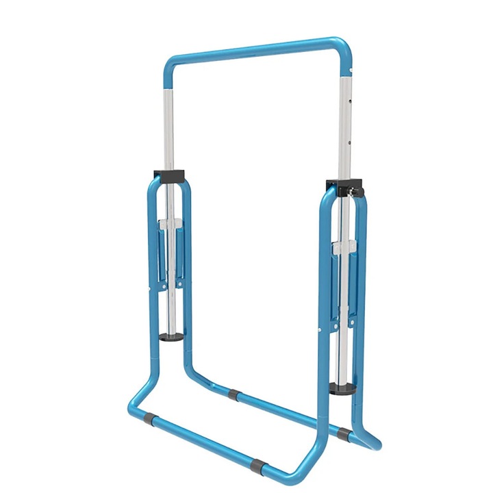 Bara de gimnastica pentru copii, Bara reglabila pe inaltime, Inaltime 85–129, 5 cm, Pliabila, Cadru din otel, 100 kg, 108×148, 5 cm, Albastru