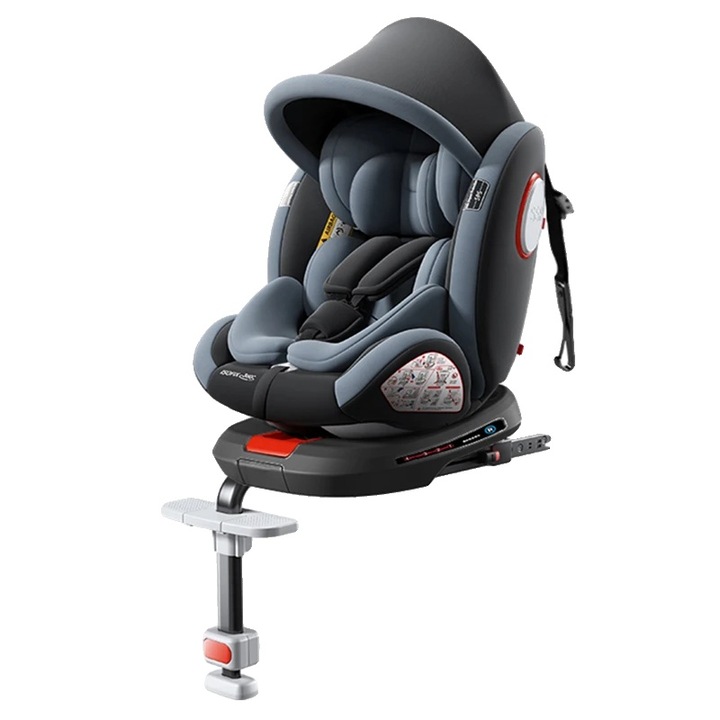Scaun auto copii, 360° rotire, fixare ISOFIX, DPC007-GREY, 15-36 kg