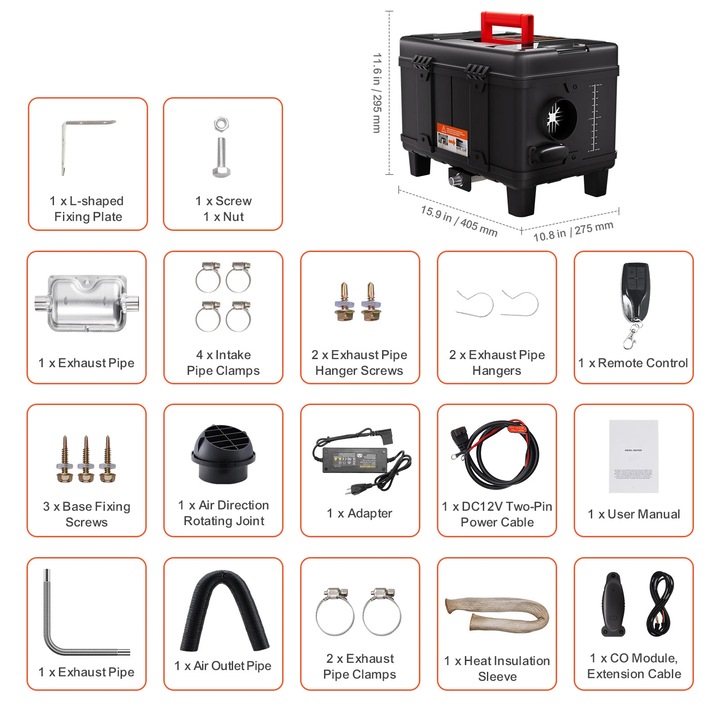 8 kW-os dízel fűtés, CO riasztó, magas hatásfok, könnyű telepítés, kompakt méretek