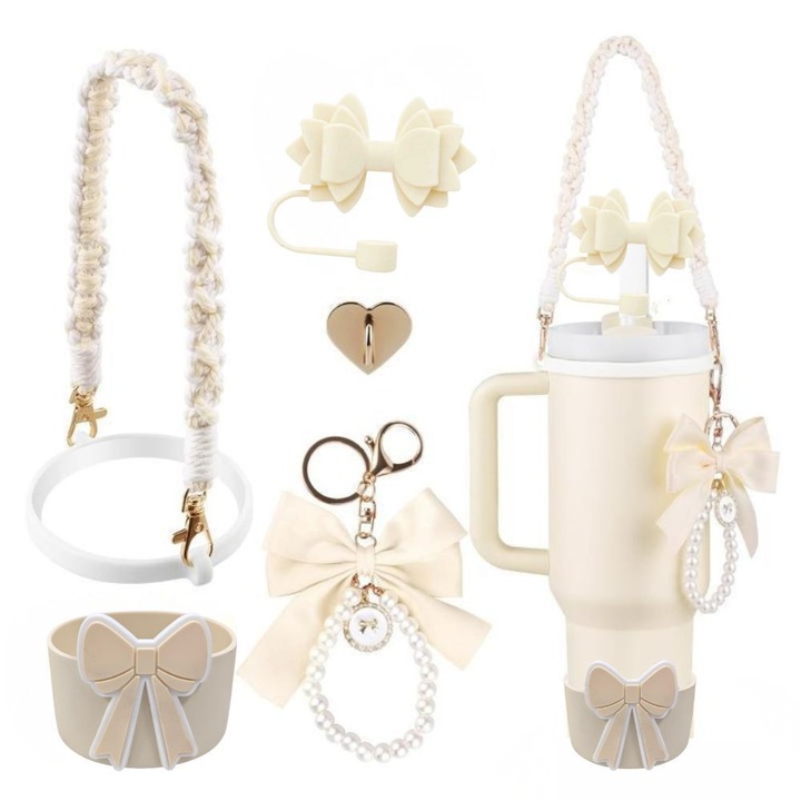 Kulcstartó készlet Stanley termosz díszítésére, szívószálfedél, pohár medál, pohárlánc