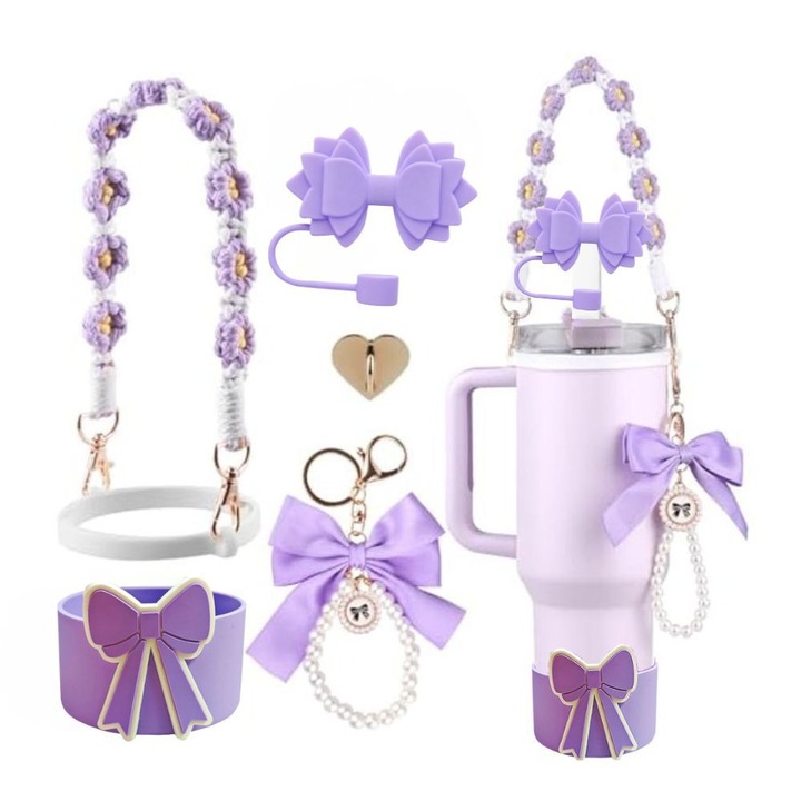 Kulcstartó szett Stanley termoszhoz, szívószálfedéllel, pohár medállal, pohárlánccal