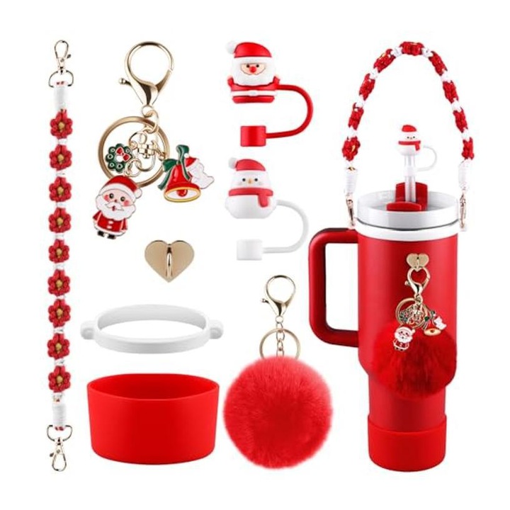 Kulcstartó készlet Stanley termosz díszítésére, szívószálfedél, pohár medál, pohárlánc