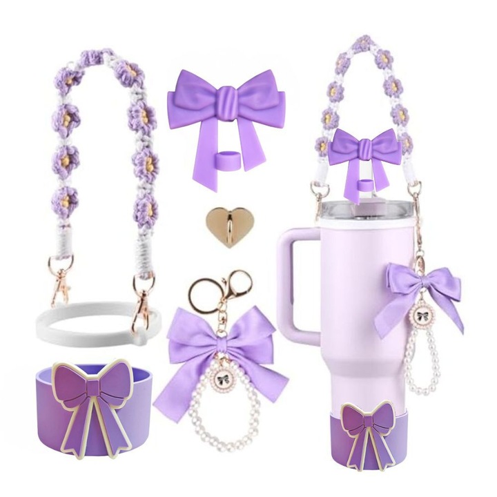 Készlet Stanley termosz bögre kulcstartókhoz, szívószál fedéllel, bögre medállal, bögre lánccal