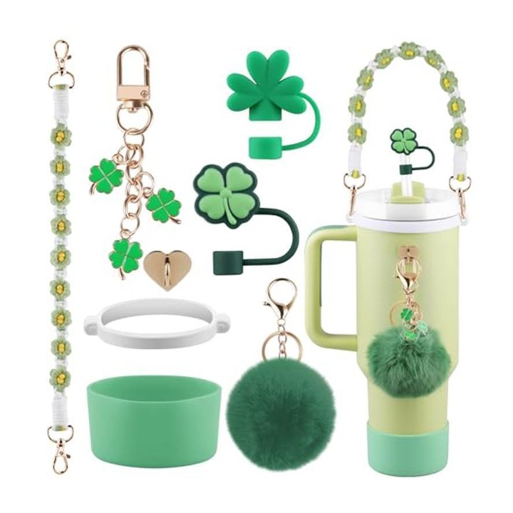 Kulcstartó készlet Stanley termosz díszítésére, szívószálfedél, pohár medál, pohárlánc