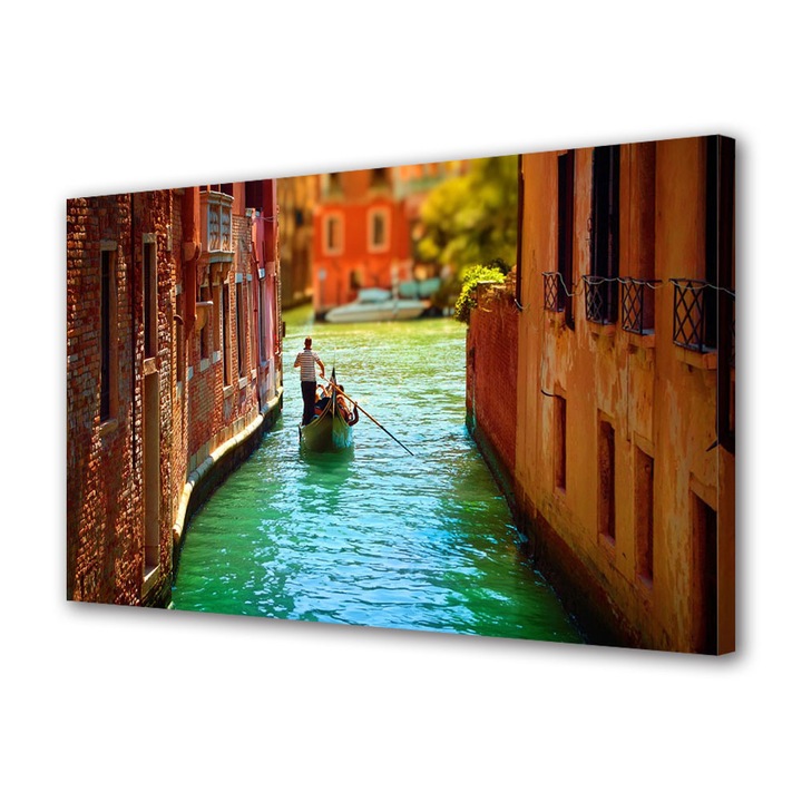 Tablou Canvas Luminos in intuneric VarioView LED Urban Orase Pe canal in Venetia, 40 x 60 cm
