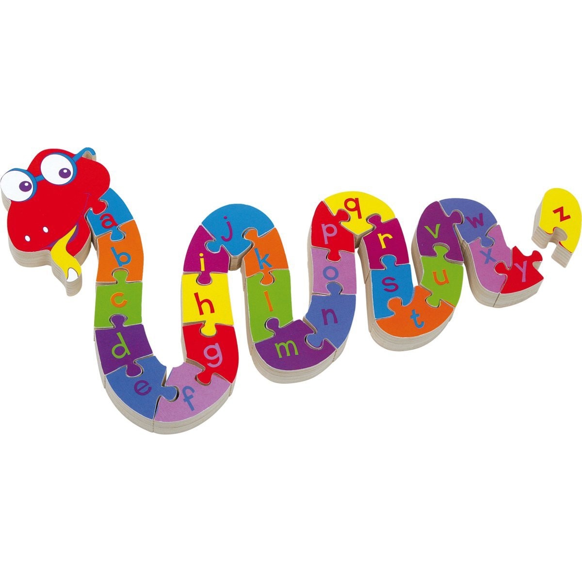 Puzzle Alfabet in forma de Sarpe 3D din Lemn