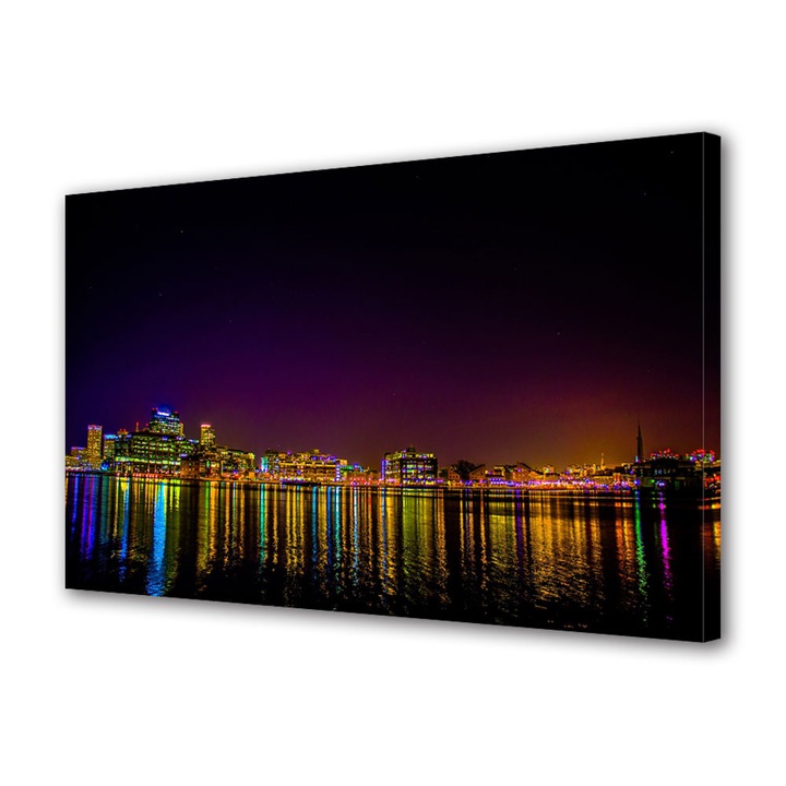 Tablou Fosforescent BTex ArtDecoMag Modern Luminos in intuneric Urban Orase Baltimore Statele unite ale Americii, 60 x 90 cm