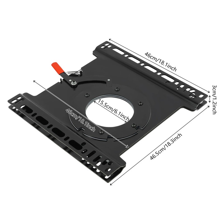 Forgatható autós tartó, 360 fokos, acél szerkezet, méretek 46.5x46x3cm, az utasoldalra