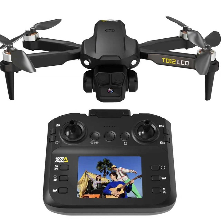 Toladrone Td12Lcd Дрон с камера за възрастни, Дрон с безчетков мотор с LCD екран, Предаване в реално време, Сгъваем квадрокоптер дрон за начинаещи