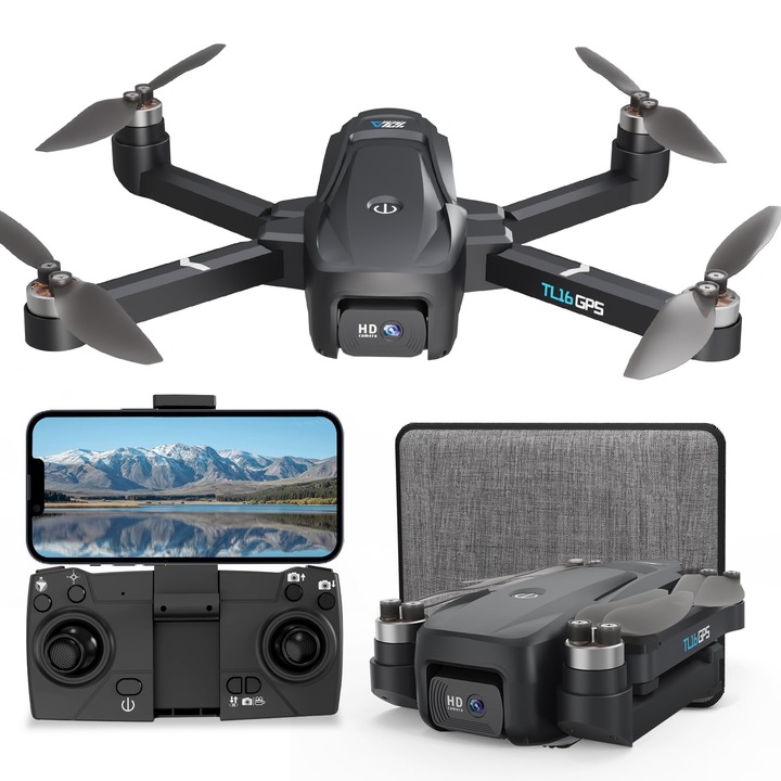 Dronă Toladrone TL16GPS cu cameră 4K, GPS, suport retur automat, transmisie Wifi 5G, quadcopter pliabil, motor fără perii