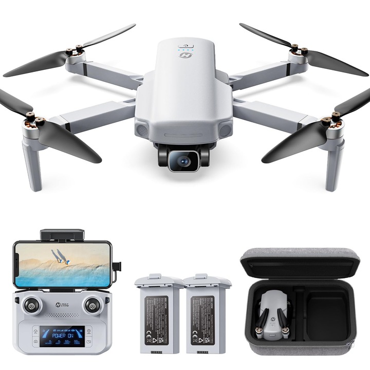 Dronă, Holy Stone, HS360D, GPS, cameră 4K, transmisie FPV 5GHz, pliabilă, sub 249g, Alb / Gri