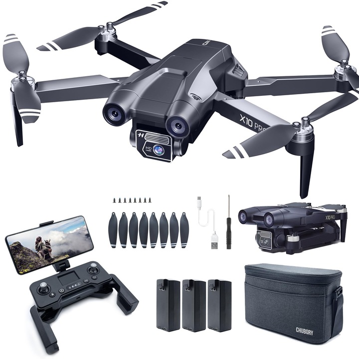 Drona Gps Chubory X10 Pro 4K Uhd Kamerával Felnőtteknek, 90 Perc Repülési Idő, 1000 Méteres Hatótávolság, Automatikus Visszatérés, Követési Mód, Kefe Nélküli Motor, X10-De-250807-2