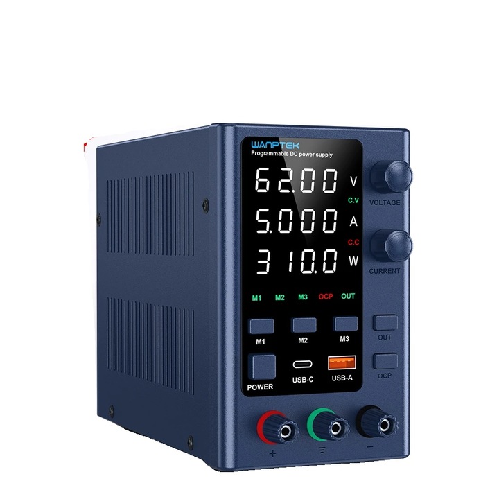 Sursa de alimentare DC, 0-62V 0-5A, design compact, aplicatii electronice