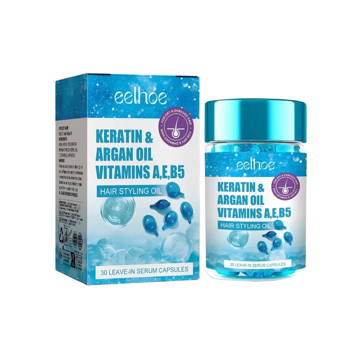 Tratamente si masca de par, capsule cu ulei de keratina, set de 30 capsule, hidratare intensa, potrivite pentru toate tipurile de par