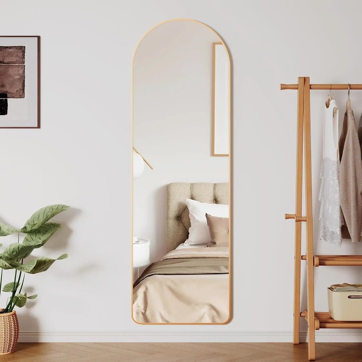 Oglinda, Sticla Rezistenta la Explozie, Cadru din Aluminiu, Aurie