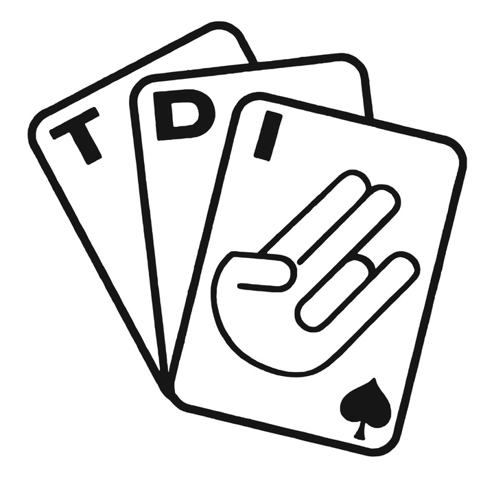 Sticker auto moto decorativ, tuning, rezistent la apa si UV, Carti Poker Volkswagen Audi TDI, 15cm, negru