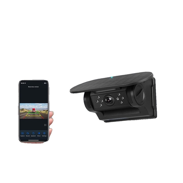 Camera auto, 720P HD, viziune nocturna infrarosu, conectivitate wireless, dimensiuni 2.5x2.5x2 inch, rezistenta la apa IP67