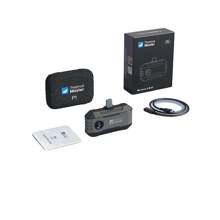 Camera termica P1, rezolutie 320x240, interval de masurare -20C pana la 600C, zoom digital 15x, compatibila iOS si Android