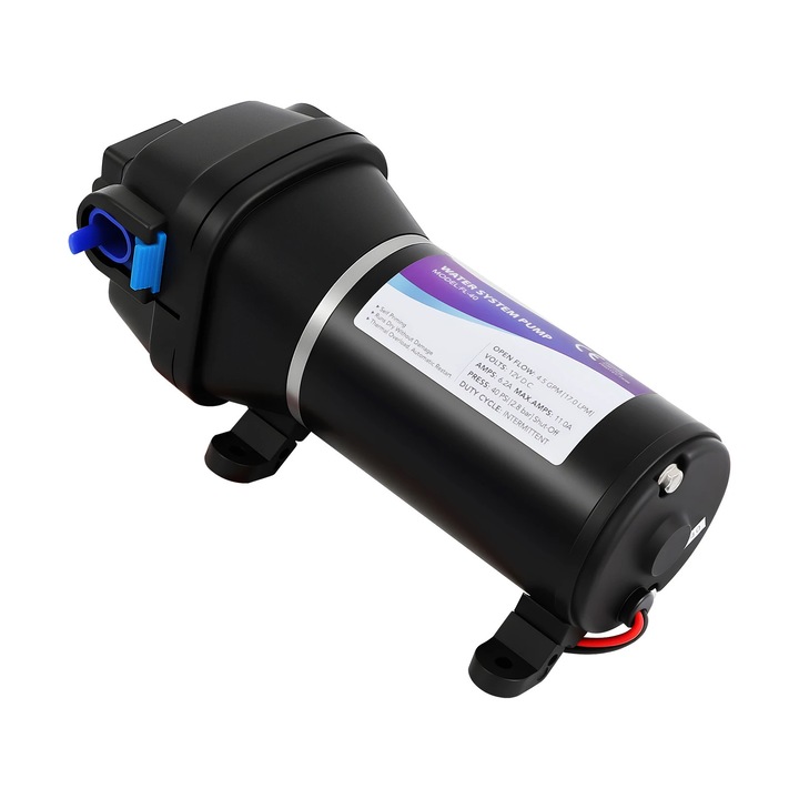 Pompa de apa electrica, Pompa de presiune autoamorsanta, 12 V, 132 W, 17 L/min, Otel inoxidabil 304, Pentru robinet, fantana si conducta, Negru