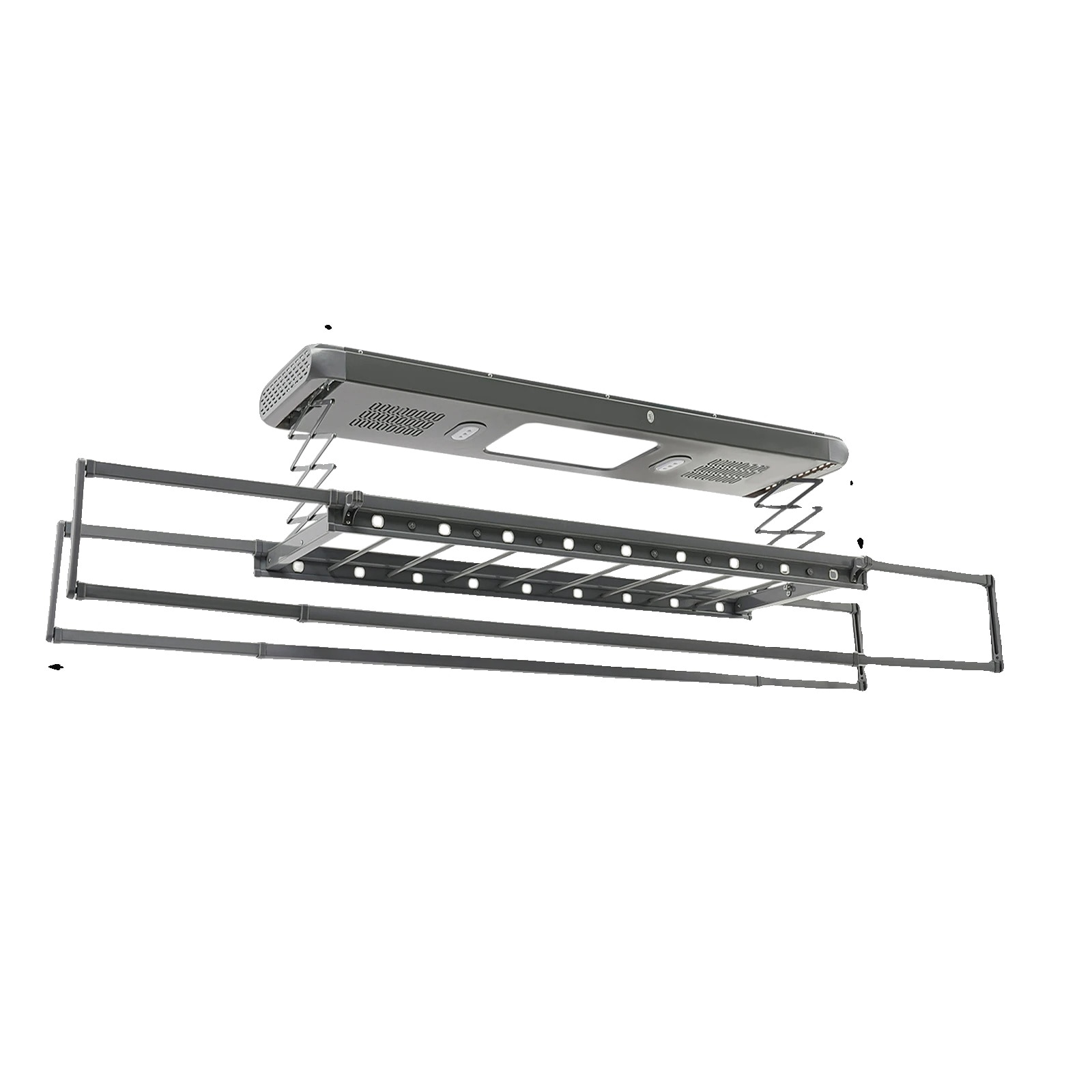 Elektromos ruhaszárító, állítható hosszúságú, távirányítós, ezüst,  kihúzható 51.18-84.65in - eMAG.hu