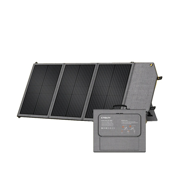 Panou solar portabil pliabil, 20.5V, 100W, eficienta ridicata, negru, 49.5x141.2x3.5cm