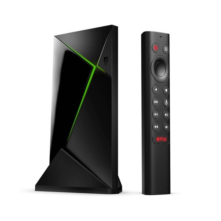 Мултимедиен плейър Nvidia Shield Android Tv Pro; 4K HDR филми, спорт на живо, Dolby Vision Atmos, AI-подпомогнато видео мащабиране, Geforce Now Cloud Gaming, вграден Google Assistant