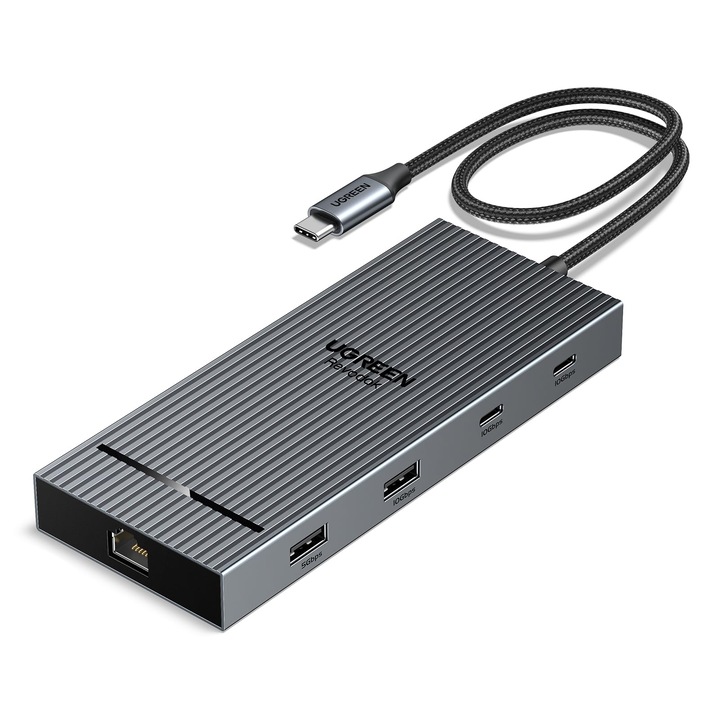 Ugreen Revodok Pro 2102 Hub Usb C 10Gbps 2 Adapter Ethernet Hdmi Usb C Dokkoló Dual 4K@60Hz Kijelző Usb 3.2 Portokkal, Pd 100W Gyors Töltés, Sd/Tf Kártyaolvasó