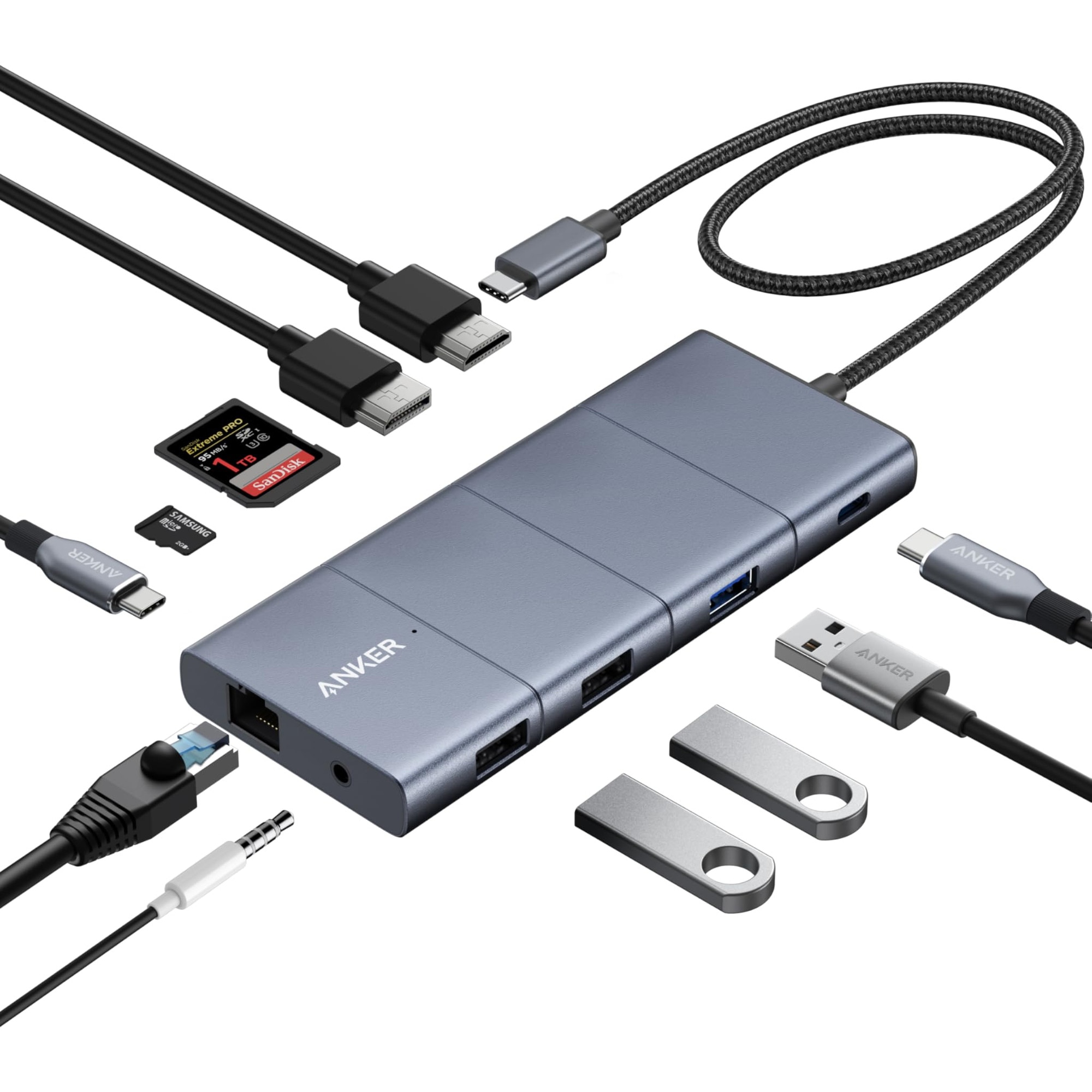 Hub Usb-C 11-In-1 Anker 565, Statie De Andocare Cu Porturi De Date