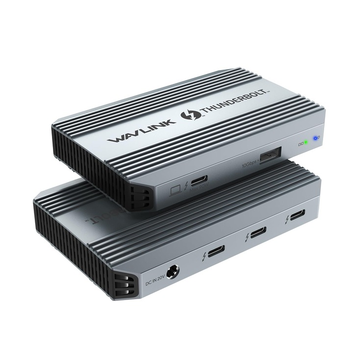 Hub Wavlink 5 az 1-ben Thunderbolt 4, Pd 90W töltés, Egyszerű 8K vagy Kettős 4K kijelző Macos M1 M2 M3, Thunderbolt 4/3, Usb-C/Usb 4 Windows rendszerekhez