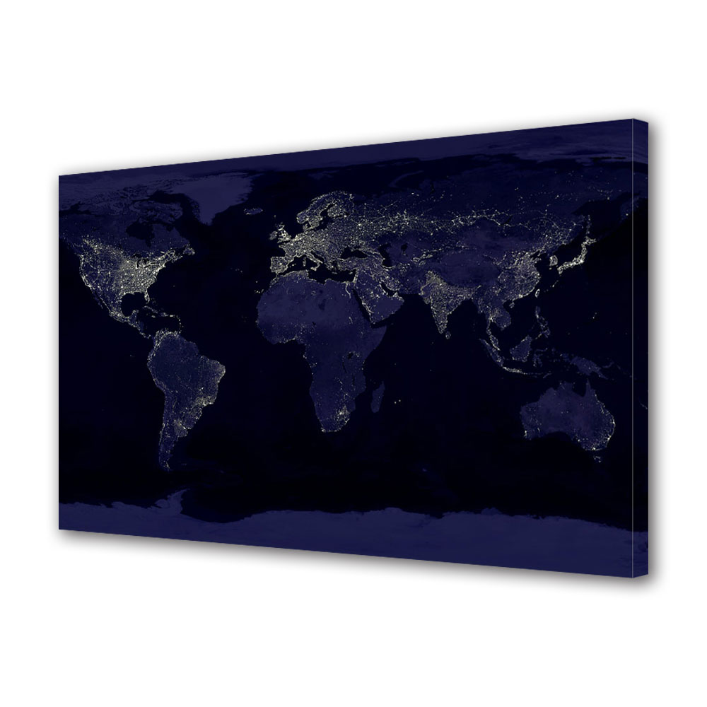 Tablou Canvas Luminos in intuneric VarioView LED Urban Orase Harta lumii, 50 x 70 cm