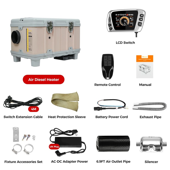 Aeroterma Diesel TB10, incalzire eficienta, control Bluetooth, 6L, 40.05x25.62x26.1cm