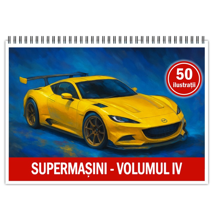 Carte de colorat, 50 de ilustratii Supermasini - Volumul IV, 106 pagini, Format: A4, Editura Cadouri Legendare