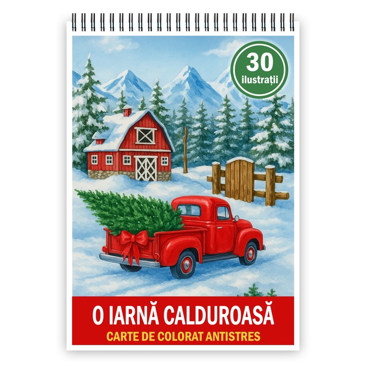 Carte de colorat, 30 de ilustratii O Iarna Calduroasa, 66 pagini, Format: A4, Editura Cadouri Legendare