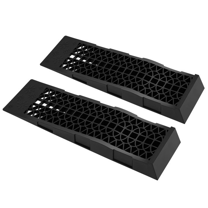 Rampe auto, Rampe de service, Capacitate 3 t, Inclinare 8, 6°, PP (Polipropilena), Set 2 bucati, Negru