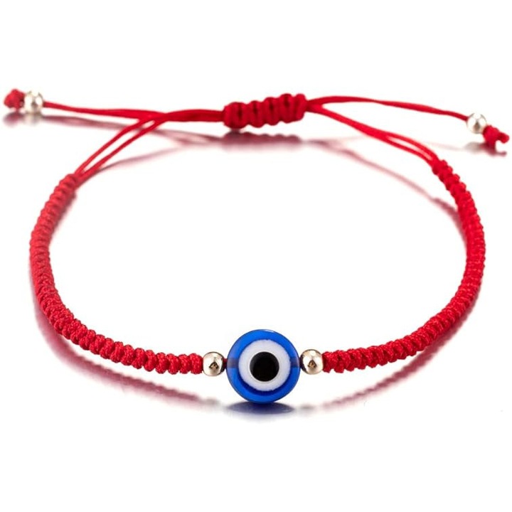 Bratara Nazar Handmade pentru Barbati si Femei - Fir Negru si Rosu, Reglabila - Bijuterie Minimalista Protector impotriva Deochiului, Rosu