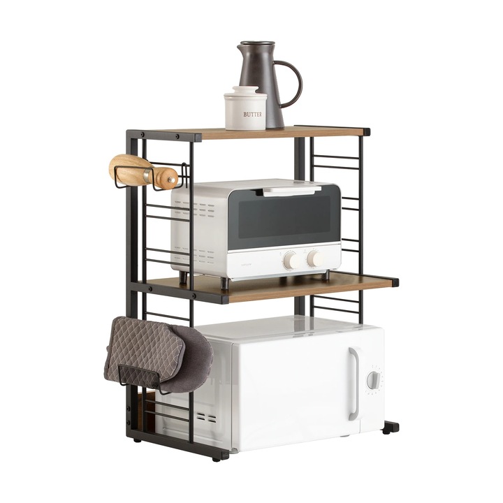 Mikrohullámú sütő polc, 2 polcos, állítható palacktartó, Vintage, 60x72x36cm