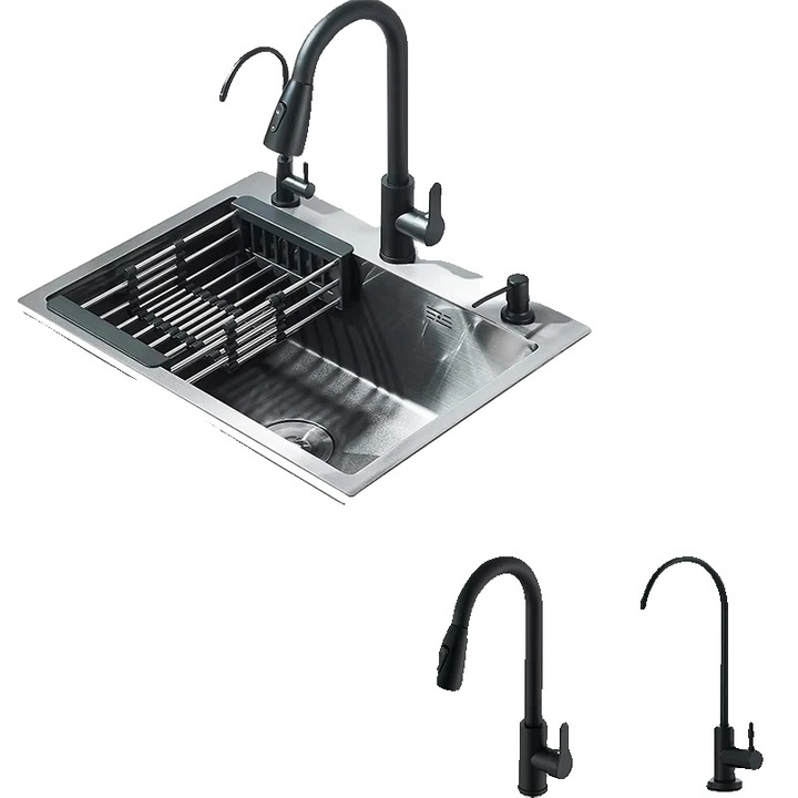 Chiuveta bucatarie cu un singur bol, inox, gri, 21x22cm