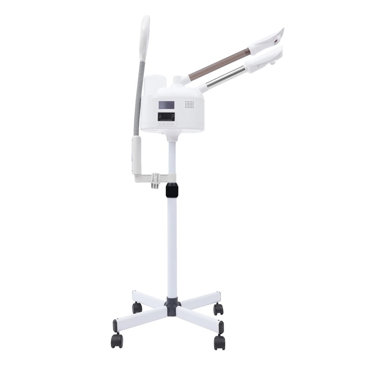 Уред за пара за лице, бял, топла и студена пара, регулируема височина