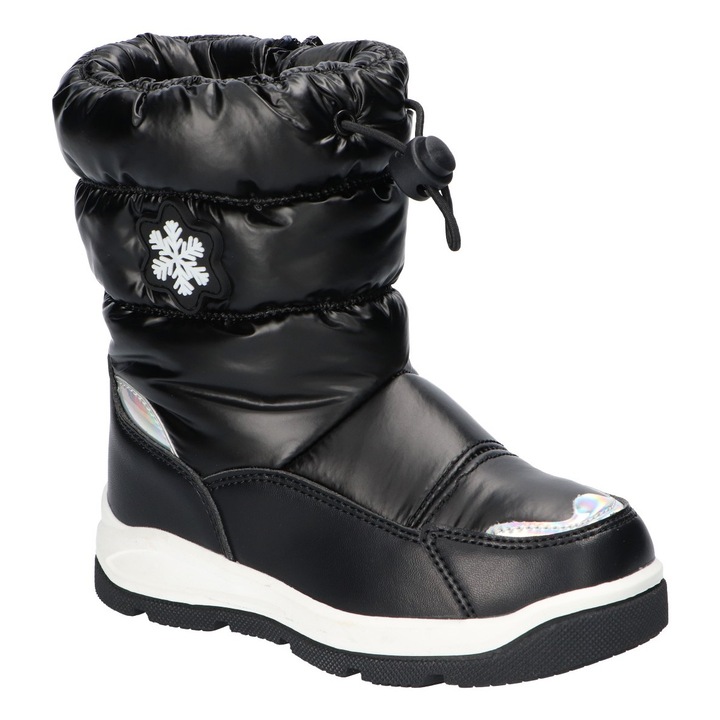 Ghete de iarna Copii, American Club, Es199, Fermoar, Izolati cu fleece, Negru