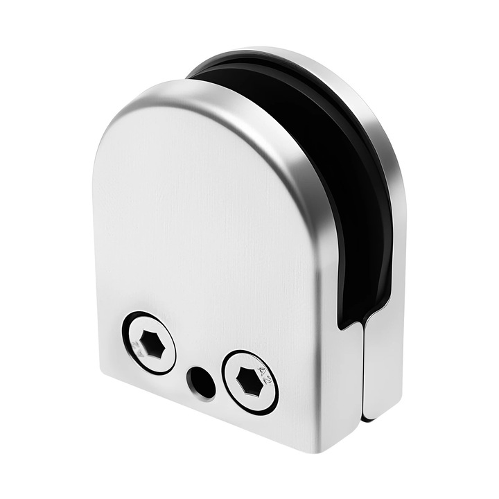 Clema sticla/Suport sticla, Spate plat reglabil, Pentru sticla 8–10 mm, Otel inox 304 cu insertie din cauciuc, Pentru balustrada/mana curenta, Set 20 bucati, Argintiu