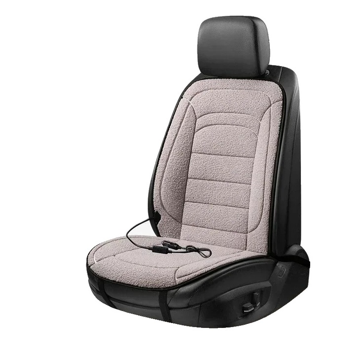 Husa auto incalzita, functie de incalzire, umplutura din spuma cu memorie, gri, 12V